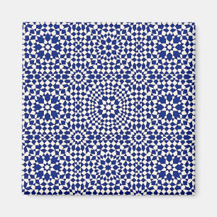 Íman Azul Marinho Mosaico Padrão Geométrico