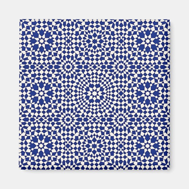 Íman Azul Marinho Mosaico Padrão Geométrico (Frente)