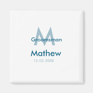 Íman azul marinho padrinho nome letra data masculino po