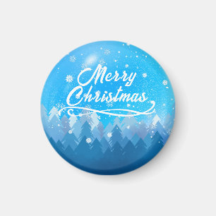 Íman Azul Neve Branca Floresta Pacífica Feliz Natal