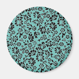 Íman Azul Oceânico com Flores Pretas