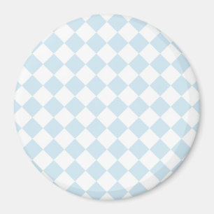 Íman Azul Pastel e Branco Padrão Xadrez de Diamante
