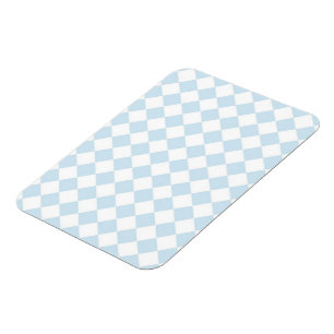 Íman Azul Pastel e Branco Padrão Xadrez de Diamante