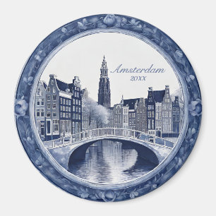 Íman Azul Personalizado Delft Amsterdã Lembrança
