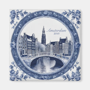 Íman Azul Personalizado Delft Amsterdã Lembrança