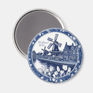 Íman Azul Personalizado Delft Holanda Lembrança