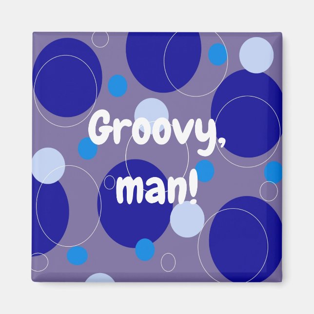 Íman Azul Retro Círculos e Ovais Royal Periwinkle Aqua (Frente)