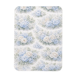 Íman Azul Suave Branco Floral Elegante Romântico Aquare