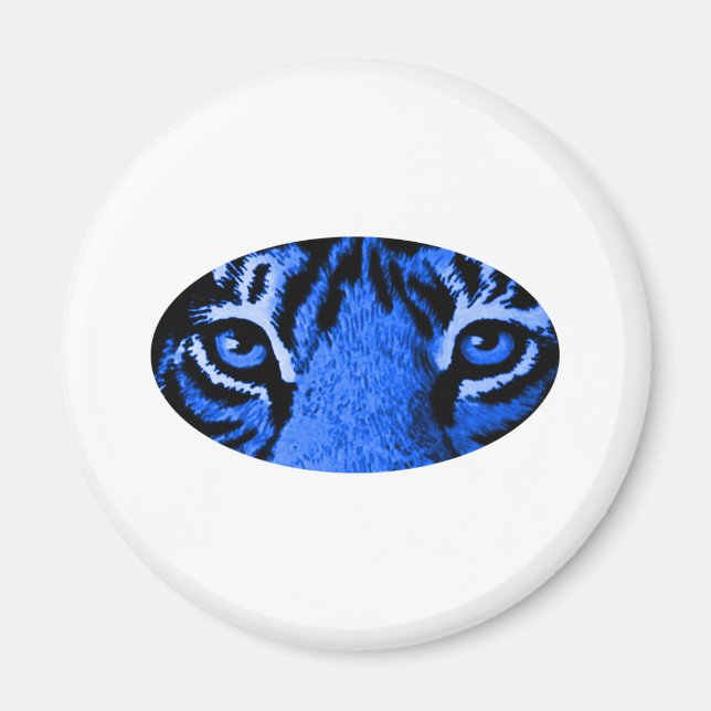 Íman Azul Tigre Olhos O MUSEU Zazzle Oferece (Frente)