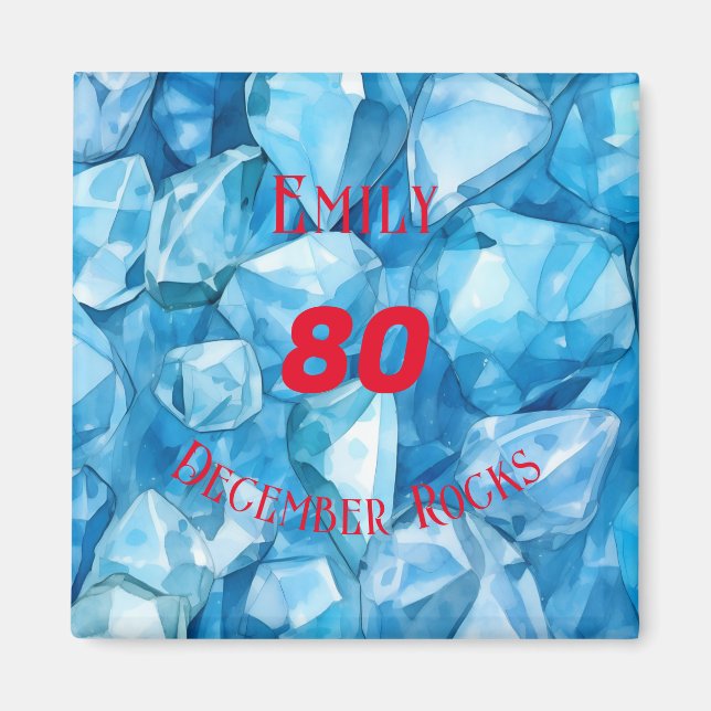 Íman Azul Topaz-Themed Aniversário de Aniversário de De (Frente)