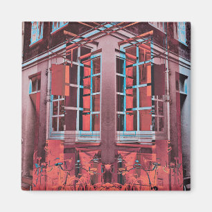 Íman Azul vermelho Copenhaga janelas de reflexão arte 