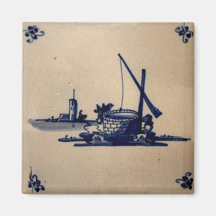 Íman Azulejo Azul Delft Antiquário Clássico - Água Bem 