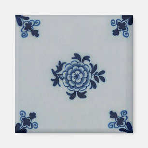 Íman Azulejo Azul Delft Antiquário Clássico - Motif Flo