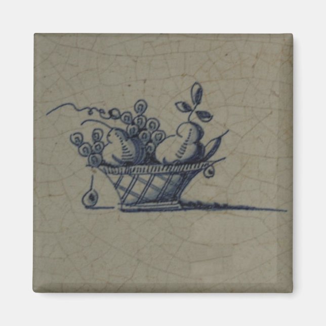 Íman Azulejo Azul Delft Clássico - Fruta (Frente)