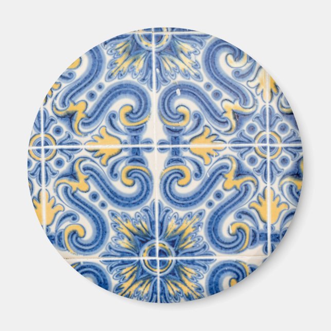 Íman Azulejo azul e amarelo, Portugal (Frente)