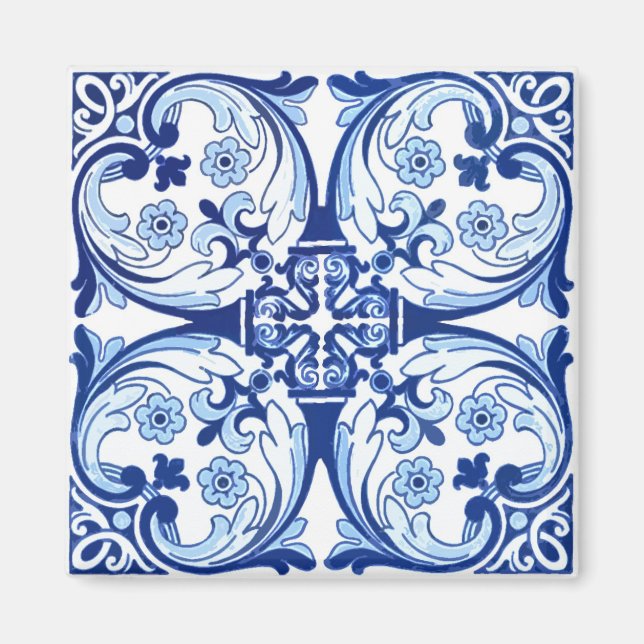 Íman Azulejo azul português (Frente)