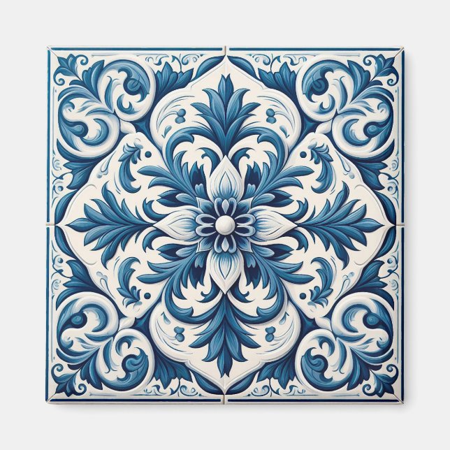 Íman Azulejo azul português (Frente)
