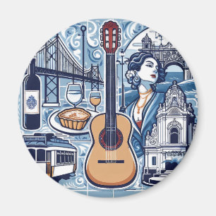 Íman Azulejo azul sobre Lisboa e cultura portuguesa