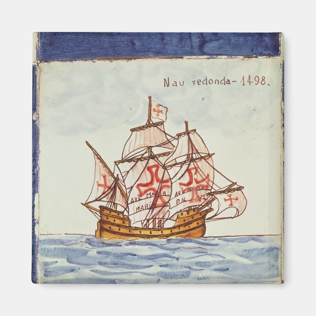 Íman Azulejo Azulejos representando um navio, de Sagres (Frente)