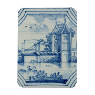 Íman Azulejo de Delft que mostra um drawbridge sobre um