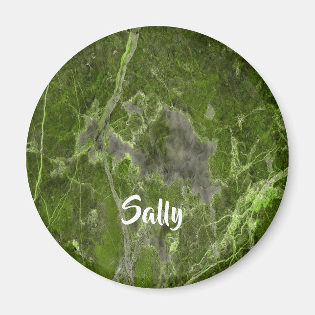 Íman Azulejo de mármore verde de nome personalizado (Frente)