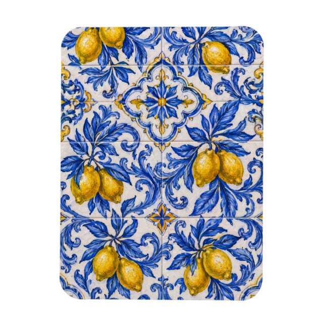 Íman Azulejo de Telha de Limão Azul (Vertical)
