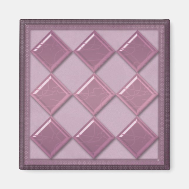 Íman Azulejo de vidro cor púrpura 3D (Frente)