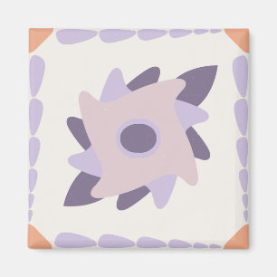 Íman Azulejo decorativo colorido roxo pastel