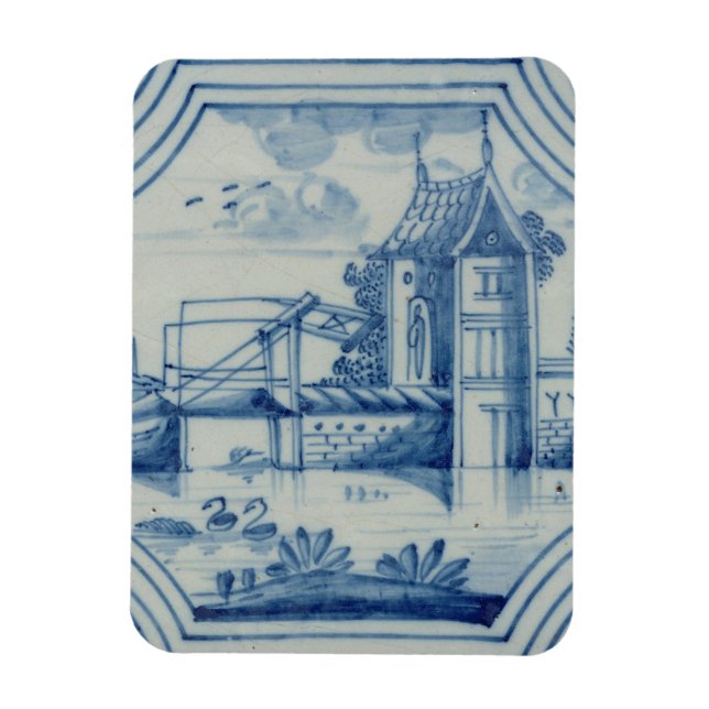 Íman Azulejo Delft mostrando uma ponte de levante sobre (Vertical)