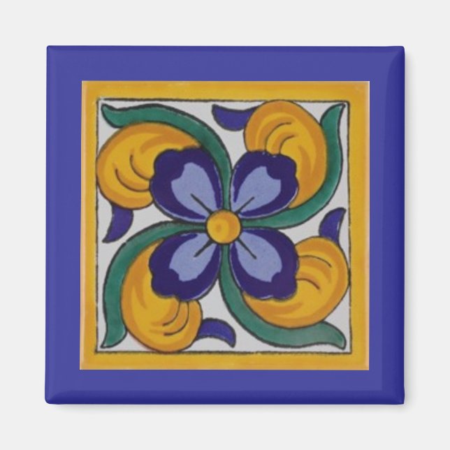 Íman Azulejo Espanhol Amarelo Azul (Frente)