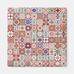 Íman Azulejo marroquino - burgundy e azul