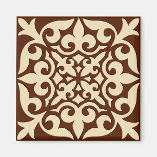 Íman Azulejo marroquino - castanho chocolate e bege