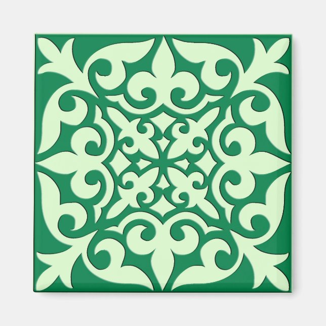 Íman Azulejo marroquino - esmerald e verde-claro (Frente)