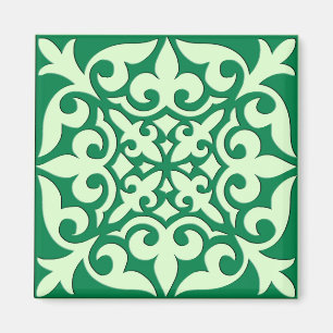 Íman azulejo marroquino - esmeralda e verde-claro