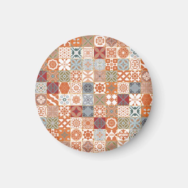 Íman Azulejo marroquino laranja (Frente)