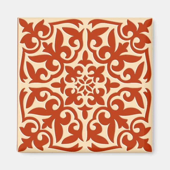 Íman Azulejo marroquino - laranja-coral e pêssego (Frente)