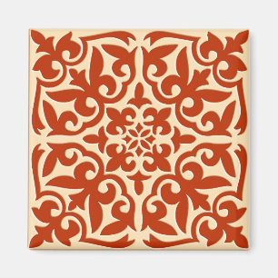 Íman Azulejo marroquino - laranja e pêssego corais