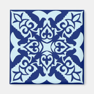 Íman Azulejo marroquino - marinho e azul claro