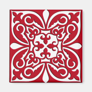 Íman Azulejo marroquino - obscuridade - vermelho e