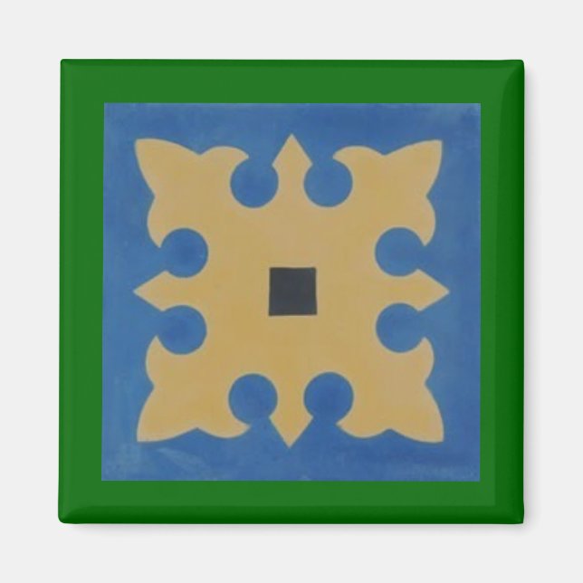 Íman Azulejo mexicano verde azul (Frente)