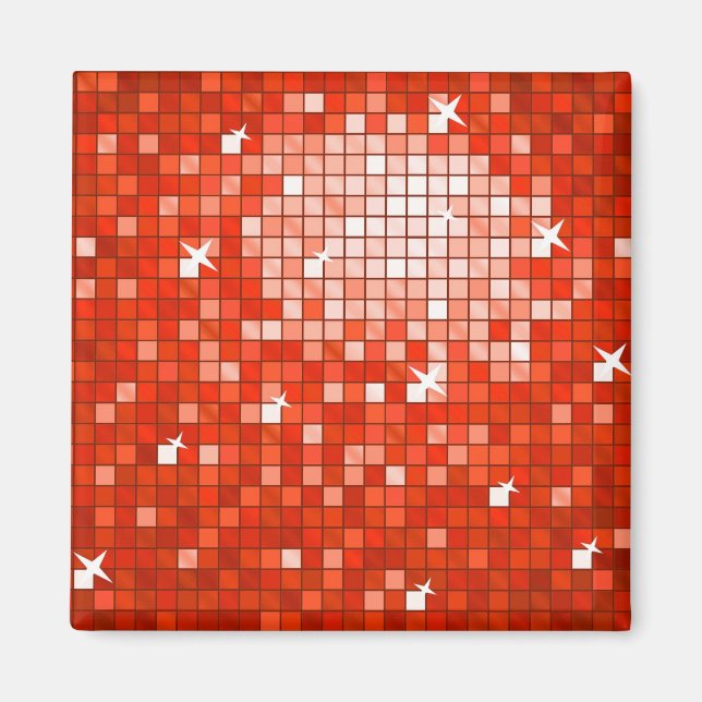 Íman Azulejos de Disco - imã de geladeira Vermelha (Frente)