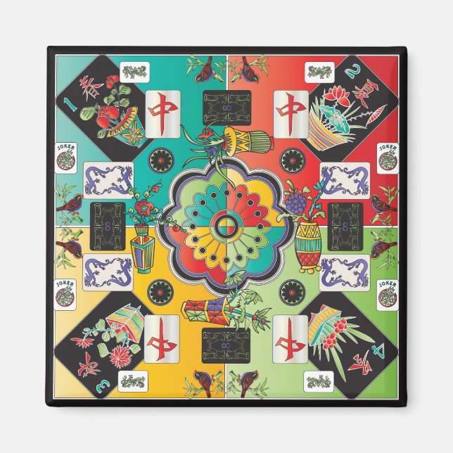 Íman Azulejos de Mah Jongg Ímã (Frente)