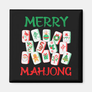 Íman Azulejos de Mahjong de Natal aquarela Mah Jon Chin