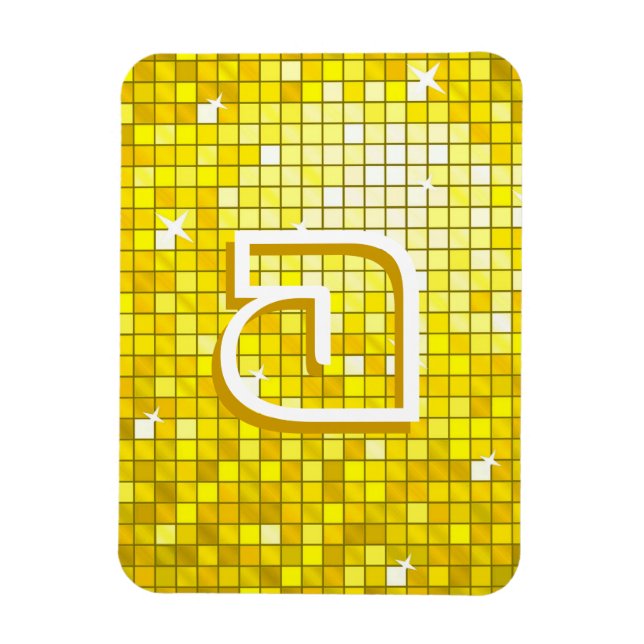 Íman Azulejos Disco Magnético Premium monograma amarelo (Vertical)