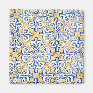Íman Azulejos Espanhóis - Azulejo Azul, Amarelo e Bran
