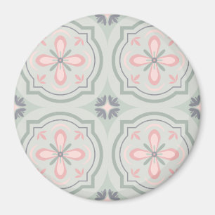 Íman Azulejos Florais Verde Pastel