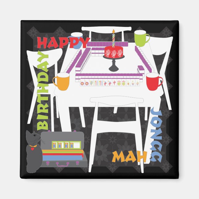 Íman Azulejos Mah Jongg e ímã Mesa (Frente)