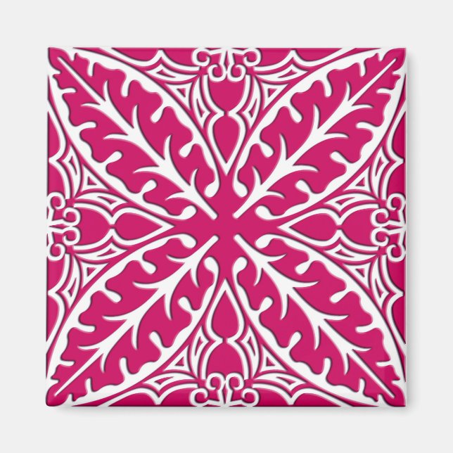 Íman Azulejos marroquinos - magenta e branco (Frente)