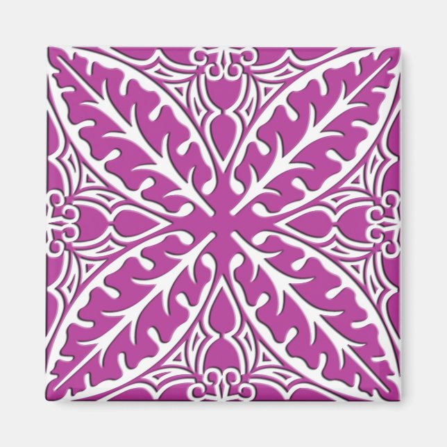 Íman Azulejos marroquinos - orquídea e branca (Frente)