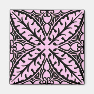 Íman Azulejos marroquinos - rosa-gelo e preto